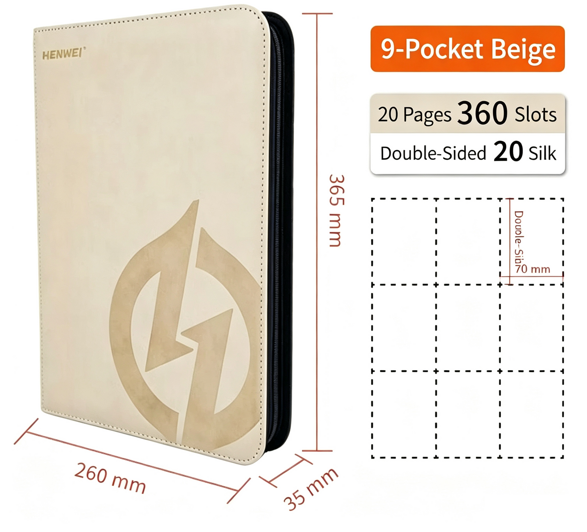 Premium 9-Pocket PU Trading Card Binder, Large Capacity Card Album