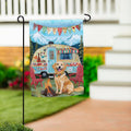 Camping Dog Suede Garden Flag - pet-supplies